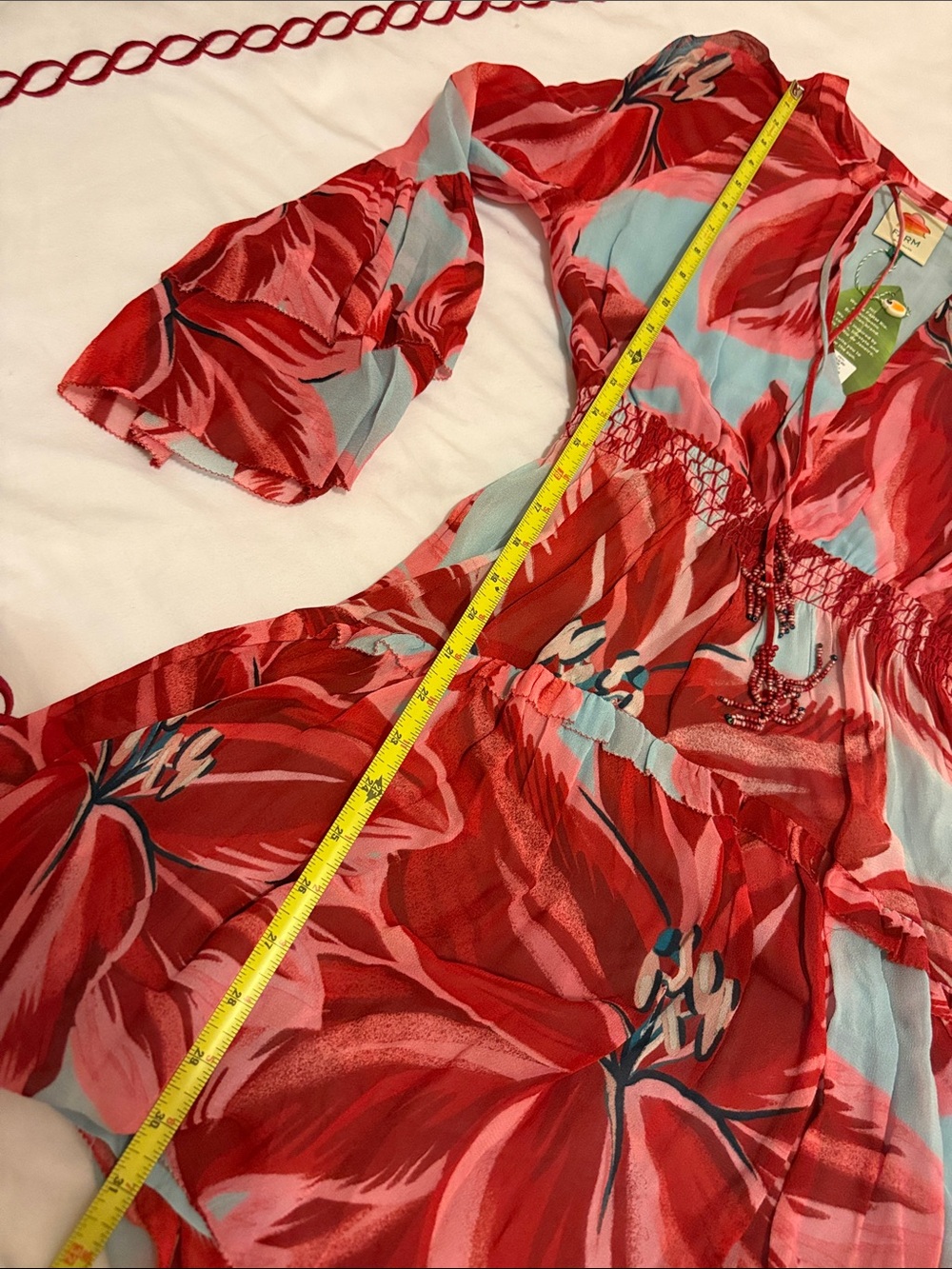 FARM Rio Red & Light Blue Azalea Mini Dress - Picture 9 of 13